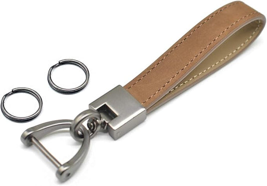 MECHCOS Car Key Fob Keychains Genuine Leather Keys Chain Holder for Men and Women with D-Ring, Screwdriver, Key Rings and 360 Degree Rotatable Swivel, Coffee Color