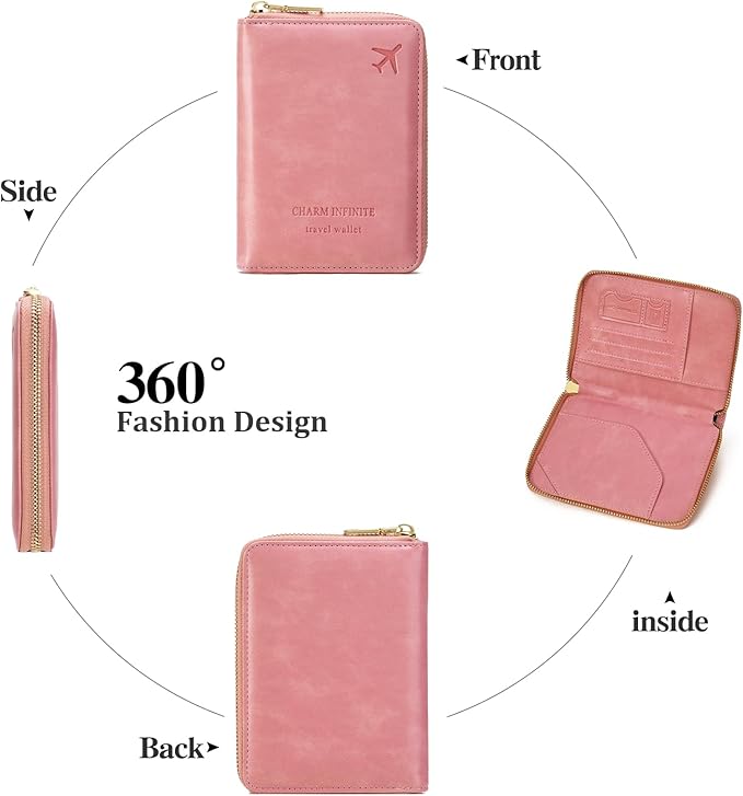Travel Passport Wallet RFID Blocking Passport Holder-Women and Men with Zippered Ladies Passport Cover