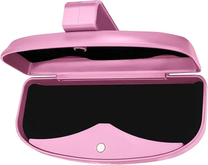 MOSISO Car Visor Sunglasses Case, Universal Automotive ABS Eyeglasses Holder Protective Box Clip Eyewear Hard Shell Storage Organizer with Magnetic Closure and Double Card Clamp, Pink