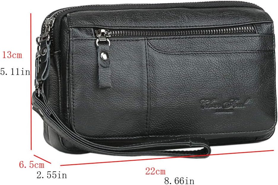 KPYWZER Leather Clutch Purse Wallet Men Wrist Bag