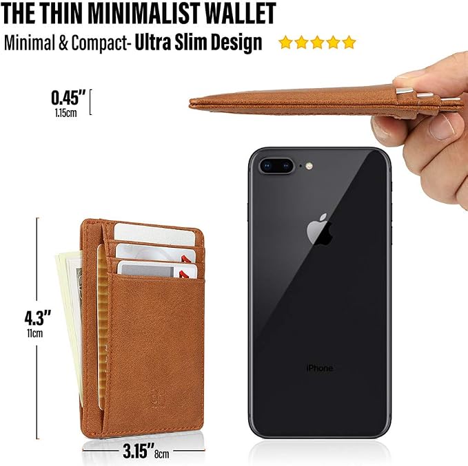 GH GOLD HORSE Slim RFID Blocking Card Holder Minimalist Leather Front Pocket Wallet for Women | Slim