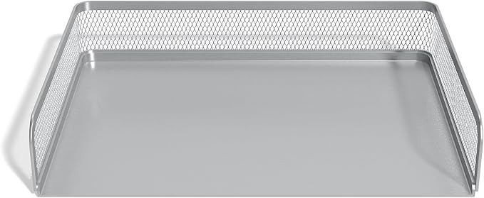 TRU RED Side‑Load Stackable Metal Letter Tray, Silver, 2‑Pack – Durable Desktop Paper Organizer for Office Files