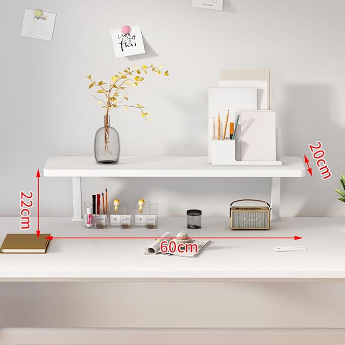 Clamp on Desk Shelf, Desktop Extender Klemmbares Schreibtisch Organizer Regal Adjustable Floating Desks Shelf for Office, Dorm, Home Desk Organization (White, 23.6x7.8in/60x20cm)