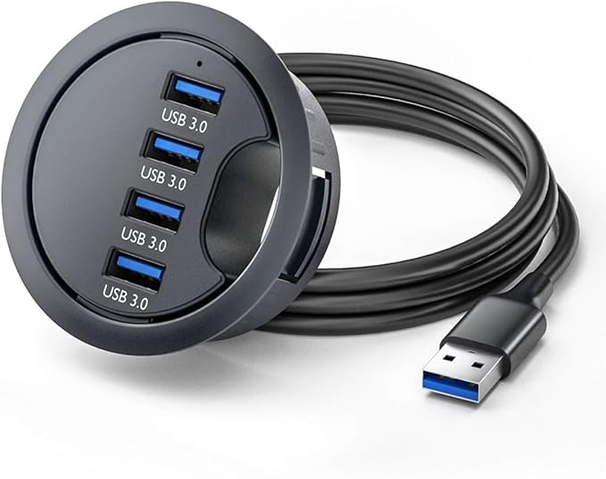 CY USB 3.0 Hub 4 Port USB 60mm Desk Grommet Splitter Dock Station Interface 5Gbps for Desktop PC