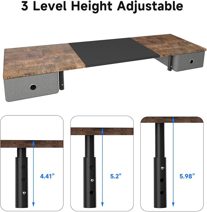 Suptek Dual Monitor Stand Riser with Two Drawers,Monitor Riser for 2 Monitors with Storage, Extra Large Storage for 2 Monitors, Multifunctional Desktop Organizer,Desktop Oraganizer Computer,Laptop,Printer,TV