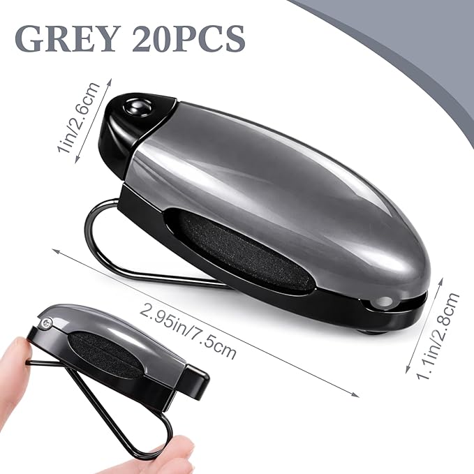 Frienda 20 Pcs Auto Car Vehicle Sun Visor Clip Holder Sunglasses Holder for Eyeglasses Mount Ticket Card Clip for Car Accessories (Gray)