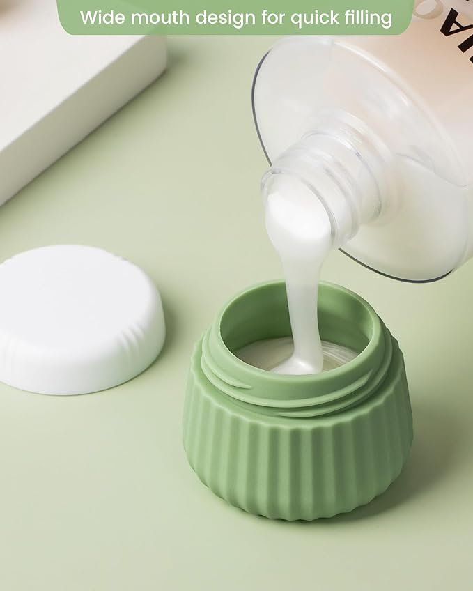 Mrsdry Travel Containers for Toiletries 4 Pack, TSA Approved Travel Size Toiletries, With Clear Bag Leak Proof Silicone Jars, Creams Jars Carrying Small Items