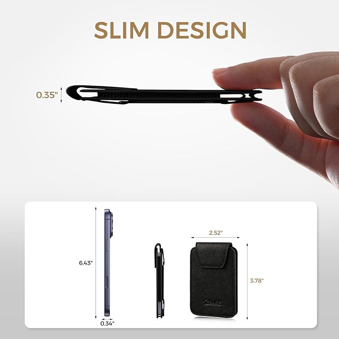 Zitahli Slim Wallet for Men with Pull-Up Tab & Cash Strap - Front Pocket Minimalist Easy Access Card Holder, RFID Blocking, Holds 8 Cards & 10-15 Bills