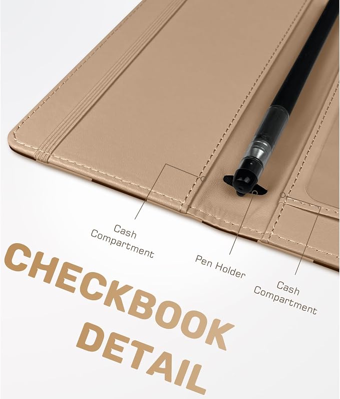 Printed Checkbook Cover, RFID Blocking Checkbook, Stylish, Lightweight, Slim Durable, Multi-Functional Checkbook Holder for Personal and Business Checks (Plaid-Brown)