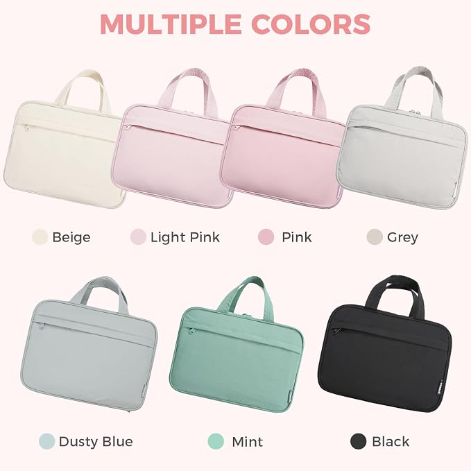 Toiletry Bag for Women, Portable Hanging Organizer, 4 Leakproof Compartments for Full-Sized Conditioners, Brush Sets, Makeup Accessories, Visible and Easy to Access, M, light pink