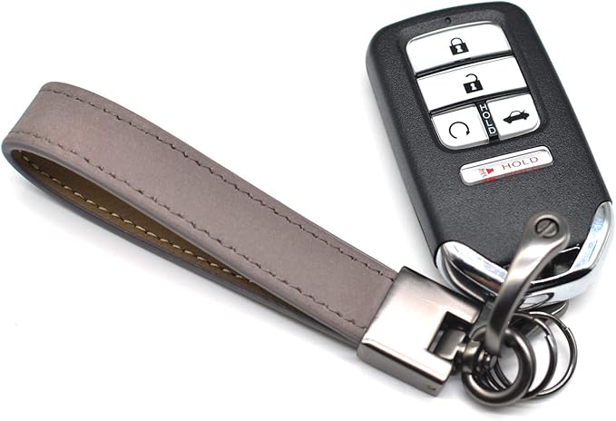 MECHCOS Car Key Fob Keychains Genuine Leather Keys Chain Holder for Men and Women with D-Ring, Screwdriver, Key Rings and 360 Degree Rotatable Swivel, Gray