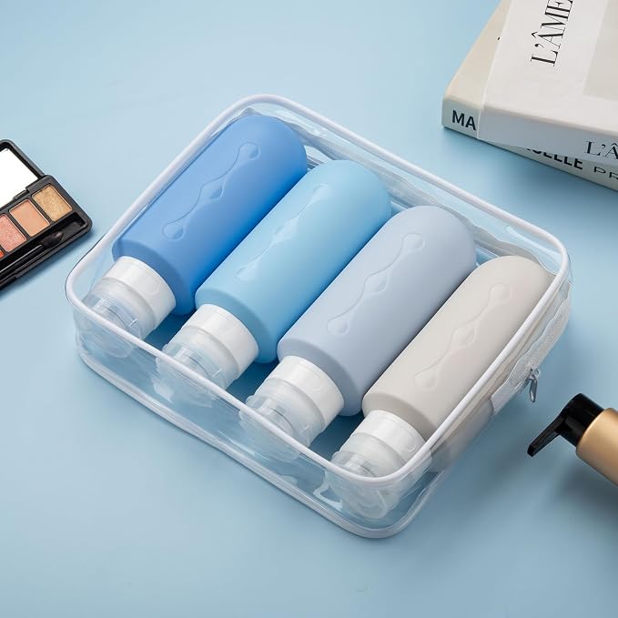 Gemice Travel Bottles for Toiletries, Tsa Approved Travel 6oz Size Containers with Clear Bag, BPA Free Leak Proof Travel Tubs Refillable Liquid Travel Accessories for Cometic Shampoo Lotion