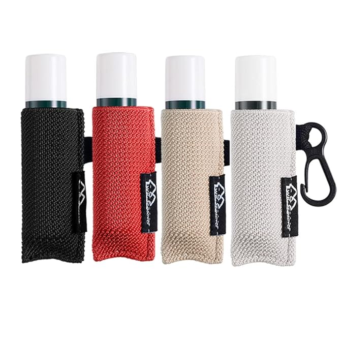 WK IEASON Lipstick Sleeve Lip Balm Holder Keychain Clip On Chapstick Holder Sleeve (Black/red/grey/beige)
