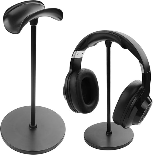 YAODHAOD Desktop Headphone Stand, Aluminum Alloy Headset Stand for Desk with Curved Headphone Rest & Anti-Slip Base,Heavy Base Desk Stand Headphones Support Accessory (Black)