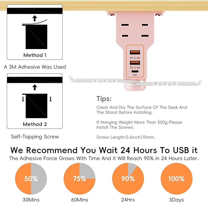 Gaming Headphone Stand with Charging Station - Aluminum Hooks Headphone Holder, Under Desk Headset Stand, 3 USB & AC Outlet, Surge Protector & Cable Organizer, Gift for Girl/Men