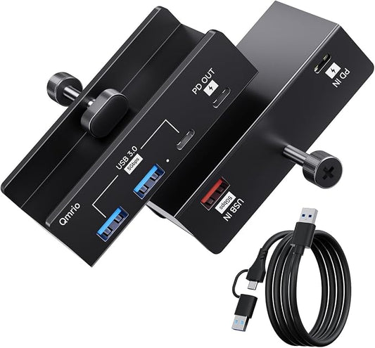 USB-Hub Clamp with Type-C PD 85W Port, 2 USB-A Data Ports, 1 USB-C Port (Black)