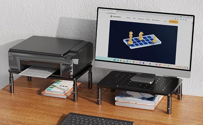 Zimilar 2 Pack Monitor Stand , 3 Height Adjustable Stand with Unique Star Mesh for Computer, Laptop, Printer, Notebook, iMac, Premium Metal Monitor Risers for 2 Monitors