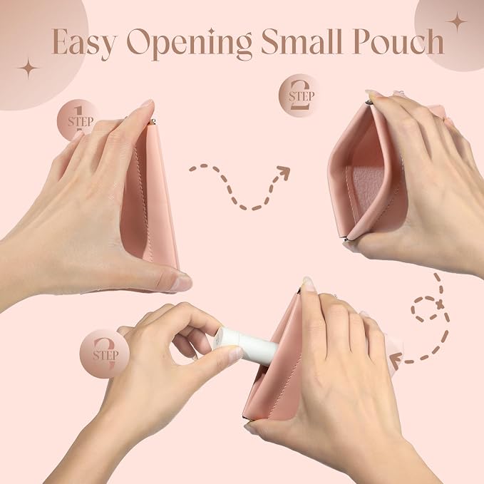 4Pcs Small Makeup Bag for Purse, 4.7in Pocket Cosmetic Bag Organizers, Waterproof PU Leather Pouches for Purse, Portable Squeeze Coin Purse for Women Mini Travel Jewelry Storage Pouch (Summer)