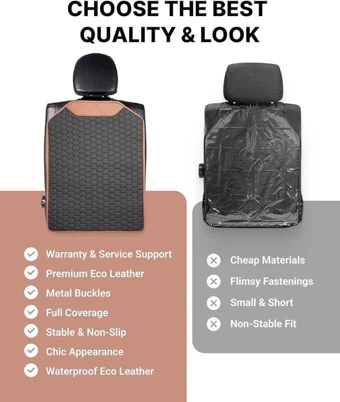 Owleys Set Car Seat Protector & Seat Back Protector Hexy One - Kick Mat Back Seat Protector Hexy - Waterproof & Non-Slip Car Seat Protector