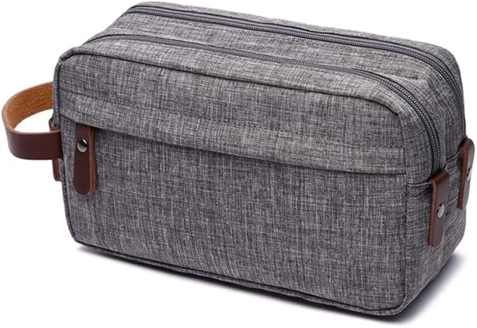 Tumecos Men’s Toiletry Bag Leather Waxed Canvas Shaving Dopp Kit Travel Accessories Organizer Bag