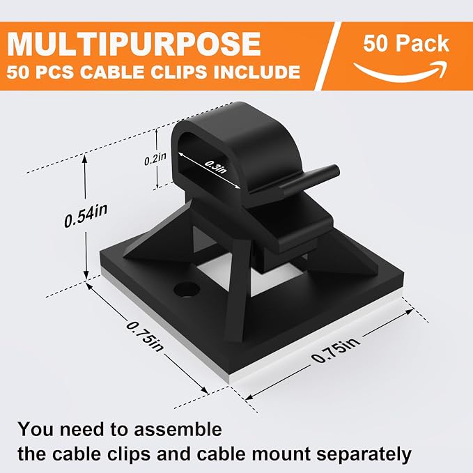 200 Pack 3/4" Zip Tie Adhesive Mounts Self Adhesive Cable Tie Base Holders with Multi-Purpose Tie wire clips with screw hole,Anchor stick on wire holder with White and Black