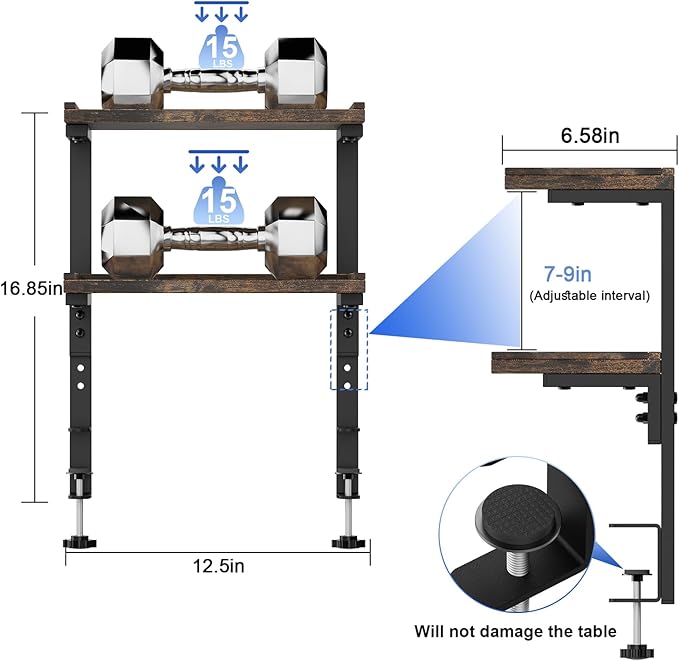 2-Tier Desk Shelf + 5-Tier Paper Letter Tray Organizer