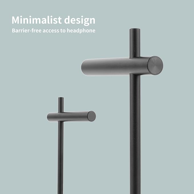 Aluminum Alloy Headphone Stand for Desk with Non-Slip Base - Universal headset stand Compatible with Over-Ear, On-Ear and Neckband Headphones (Black)
