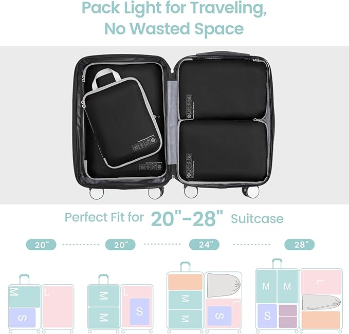 Cambond Compression Packing Cubes for Travel Women - Lightweight Luggage Organizers Bag Packing Cubes for Carry on Suitcases