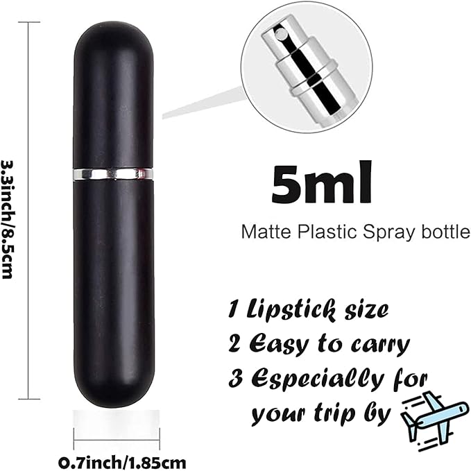 Spray Bottle Pink Black Yellow Bottle Travel Refillable, Portable Mini Refillable Atomizer 5ml, Little Perfume Spray Bottles, Small Perfume Bottles With 1 Flat Tool (3+1 Pack)