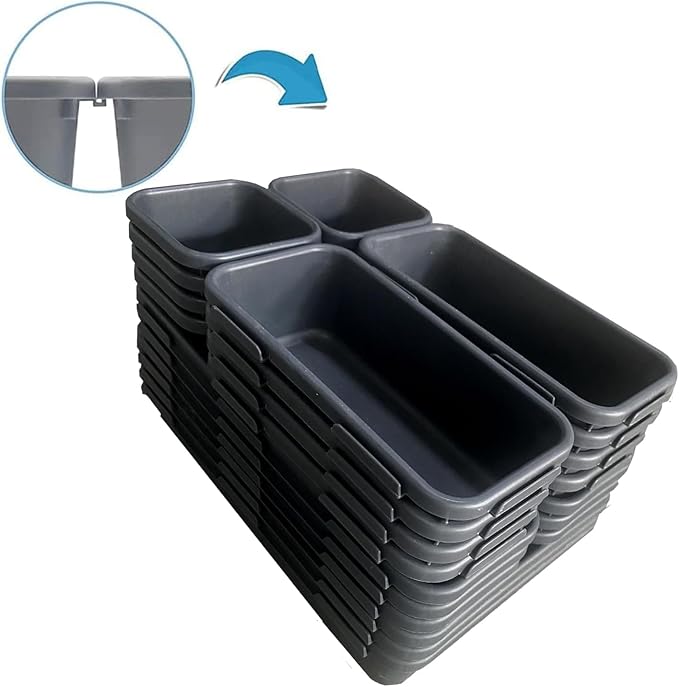 25 PCS Interlocking Desk Drawer Organizer Separator for Office,Bathroom,Kitchen,Makeup,Tool（4 Sizes）