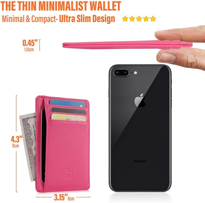 GH GOLD HORSE Slim RFID Blocking Card Holder Minimalist Leather Front Pocket Wallet for Women | Slim