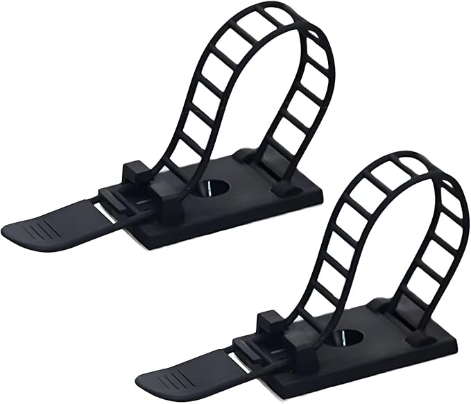 50PCS Adjustable Cable Tie Mounts – Adhesive Cord Clips with Screw Hole, Reusable Cable Organizer for Desk TV PC Gaming Wire Management, Black – Cable Tie Up