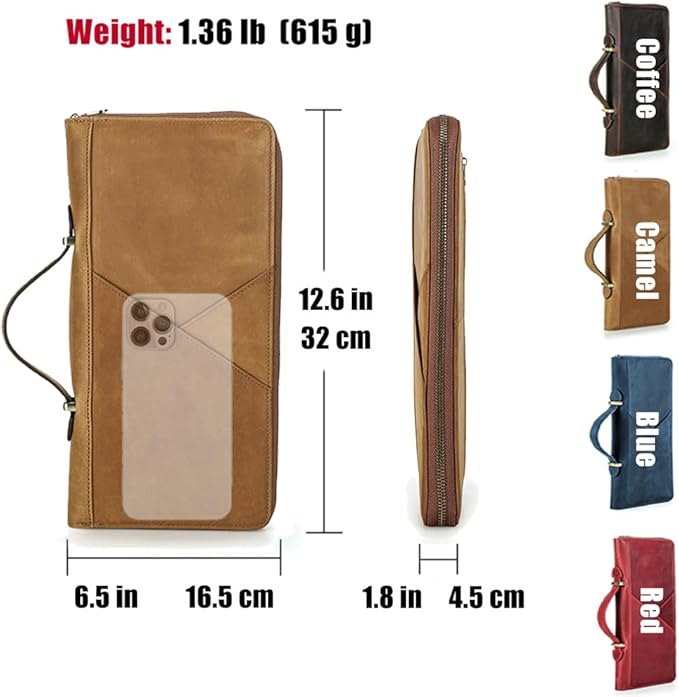 CONTACTS Family Passport Holder for 10 Full Grain Leather Passport Holder Compatible with Airtag Family Travel Document Organizer Multiple Passport Wallet with Rfid Blocking (Brown)