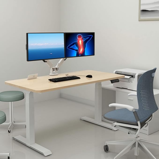 Progressive Desk Dual Monitor Arm - Gas Spring - Fits 17"-32" Monitors - 360° Rotation - Arm Holds Up to 40 lbs - VESA and Grommet Mount