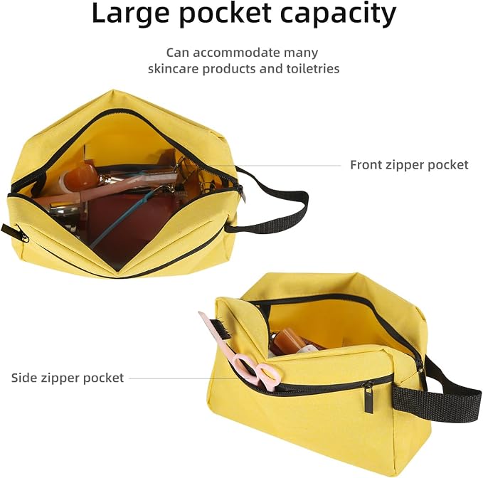 Icramsy Travel Toiletry bag Toiletry bag for women men Hanging Cosmetic bag Travel accessories for Women Men (Yellow)