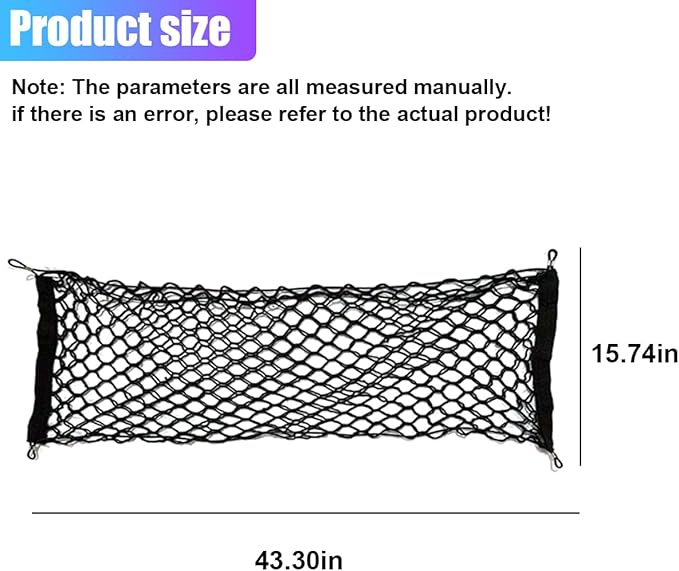 ZIMISI Car Cargo Net, Elastic Stretchable Car Trunk Cargo Storage Net with Hooks, Double-Layer Nylon Truck Organizer Mesh, Vehicle Interior Accessories for Most SUVs, Trucks (43.3x15.7 inch/110×40 cm)
