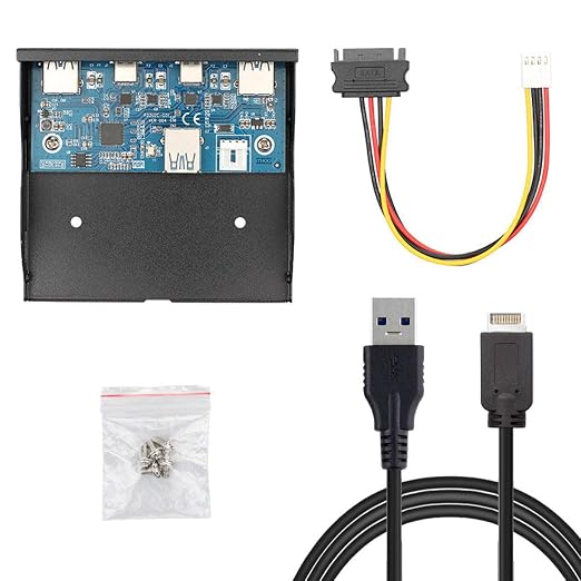 Chenyang 4 Ports 2 USB C ＆ 2 USB 3.0 to USB 3.1 Type E Front Panel Header USB HUB Port Multiplier Expansion Adapter for 3.5" Floppy Bay