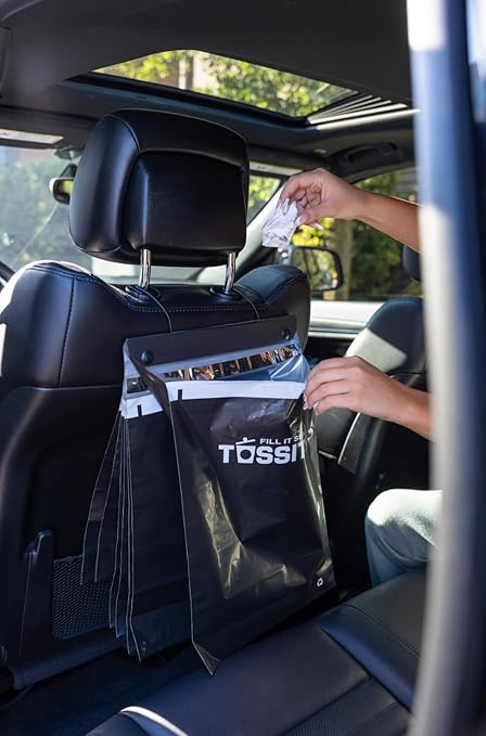 Tossits Recycled Disposable Car Trash Bags – Leakproof, Smell Proof Hanging Garbage Bags for Car, Truck, SUV, RV & Vehicle – Black, 21 Count Disposable Automotive Trash Bags