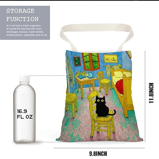 Black Cat Car Trash Bag, Car Trash Bag Hanging, Funny Waterproof Cars Back Seat Hanging Organizer and Storage Trash Bags for Vehicle Travelling Camping