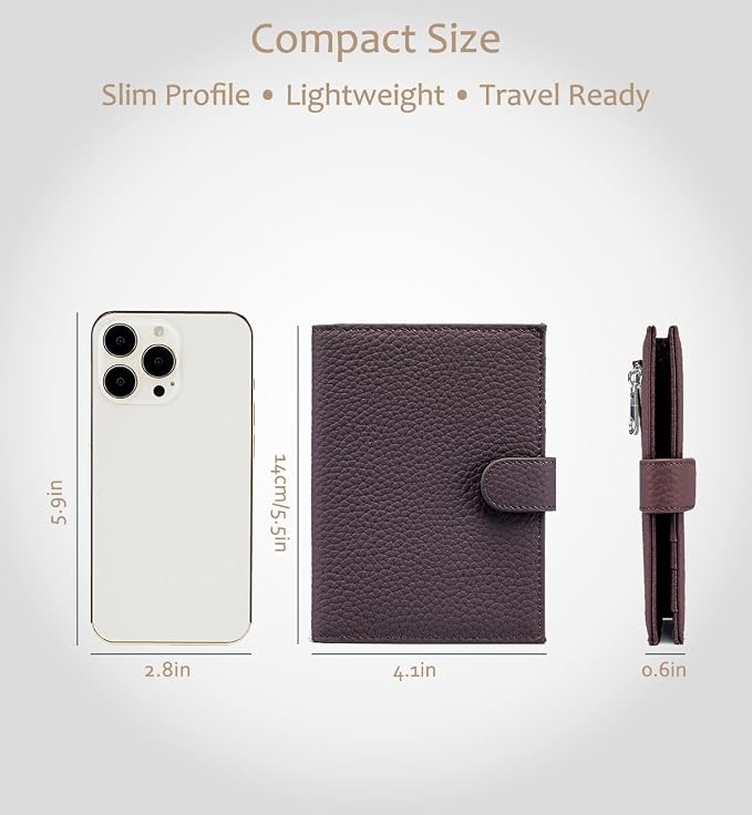 RFID Blocking Passport Wallet for Women, Travel Gift Ready | Slim Passport Holder for Women & Men with Card Slots, Zipper Coin Pocket & Cash Sleeve, Classic Travel Wallet (Coffee Brown)