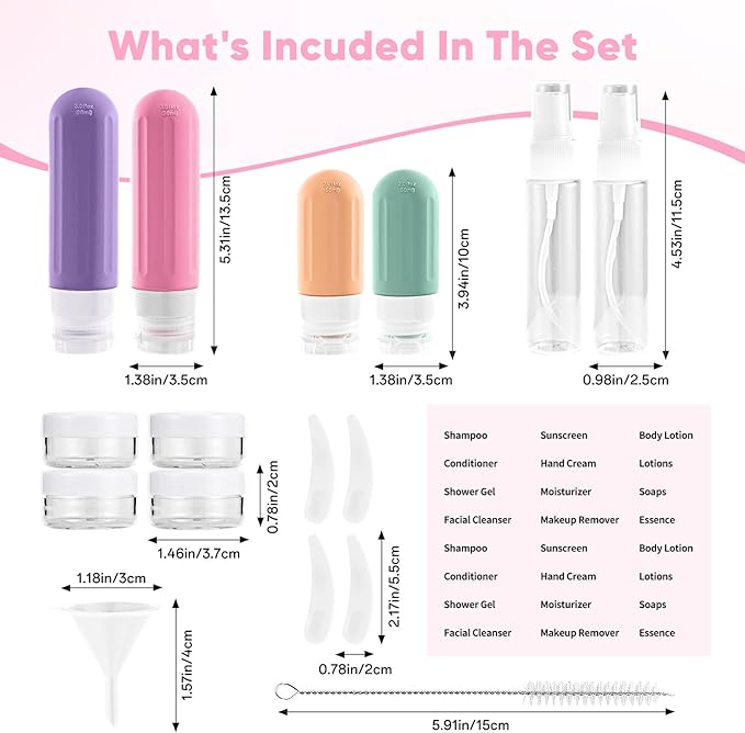 Landisun Travel Bottles for Toiletries 18Pack Travel Size Containers Toiletry Travel-Containers TSA Approved Leak Proof (Green)