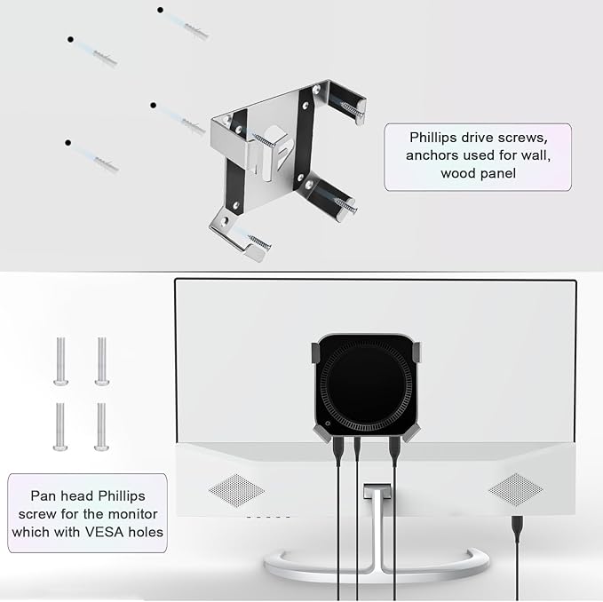 IFCASE Mac mini M4 Pro Mount, Behind Monitor, Under Desk, Wall Mount Stand for Mac mini M4/M4 Pro 2024 Compatible VESA Holder with Anti-Scratch Pad (Silver, 2 Pack)