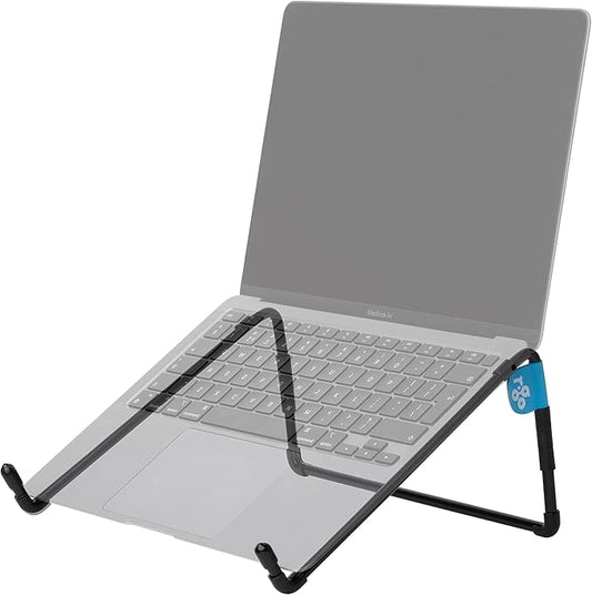 R-Go Steel Travel Laptop Stand - Portable Steel Laptop Holder, Ventilated Notebook Stand for MacBook Pro Air, Lenovo, Dell, HP, 10-22” Laptops/Tablets - Black
