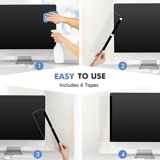 DOLLAR BOSS 2 Pcs 11" x 3.1" Transparent Acrylic Monitor Memo Board | Monitor Side Panel, Computer Screen Note Holder, Office Desk Accessories, Message Board for Sticky Notes, Fits PC & Laptop