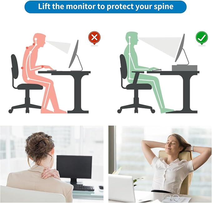 gianotter Computer Monitor Stand Riser, office organizer with Drawer, Office Organizers Storage for Classroom Office Supplies (Pink)