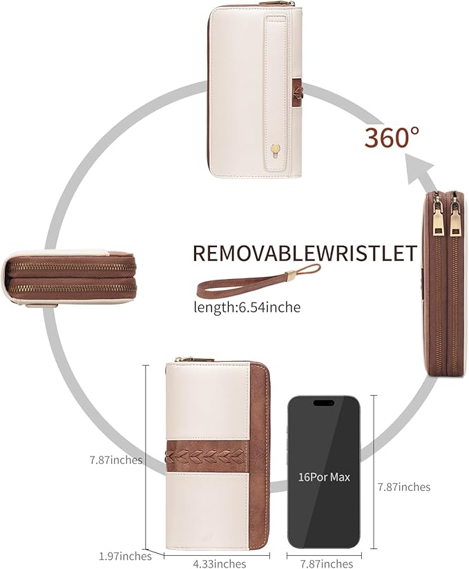 FALAN MULE Wallet for Women RFID Blocking Leather Large Capacity Zip Around Ladies Card Holdr Phone Purse Wristlet