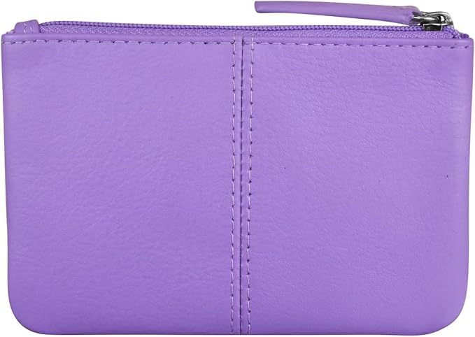 ili New York Mini Leather Coin Purse, Compact Genuine Leather Pouch with Key Ring & RFID Protection, Used for Coins, Keys and Cards, Ideal for Travel and Everyday Carry, Amethys