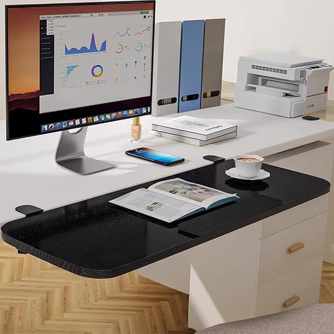 DOUKI Clamp-On Tilt Keyboard Tray, Foldable Keyboard Holder Shelf, Ergonomic Computer Platform Extension, Adjustable Elbow Arm Support Rest, for Typing (Color : Beige, Size : 31" X 10"(80x24cm))