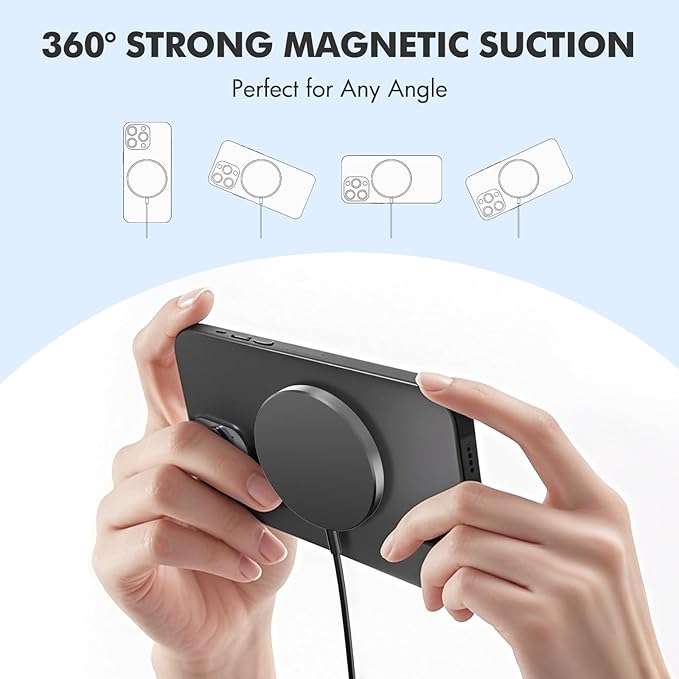 3-Pack 15W Magnetic Wireless Charger: Qi2 Fast Charging Pad for iPhone Air 17 16 15 14 13 12 Pro Max, Samsung Galaxy S26 S25, Google Pixel 10, AirPods-Slim Portable for Desk Bedside Travel-Black