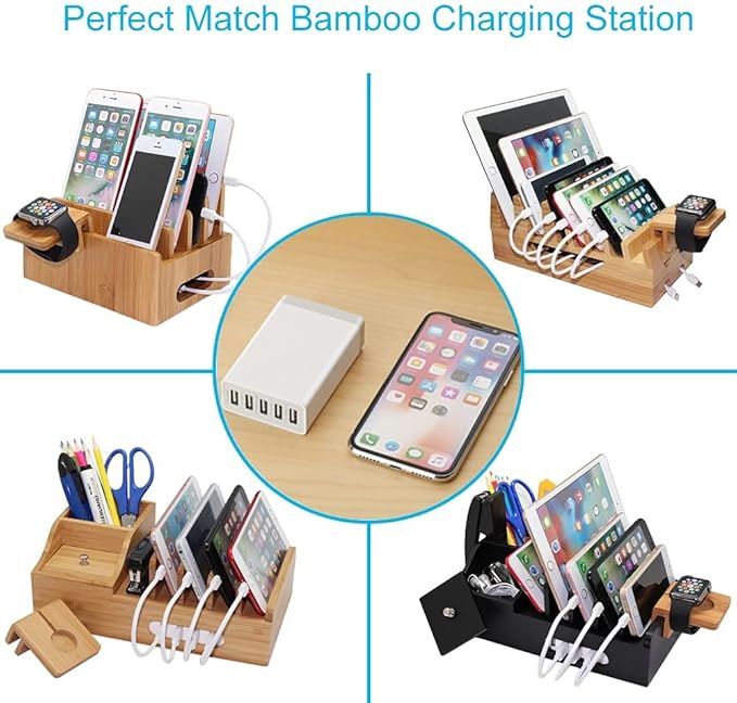 Pezin & Hulin 5 Port USB Wall Charger, 45W, Compatible with Tablet, Phone, Cell Devices
